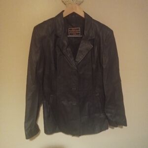 Black Leather Jacket by Des parado co. Size large